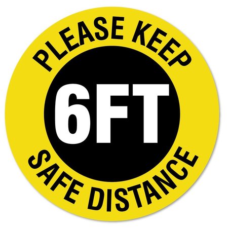 SIGNMISSION Keep Safe Distance Non-Slip Floor Graphic, 16in Vinyl, 6PK, 16 in L, 16 in H, 2-C-16-6PK-99976 FD-2-C-16-6PK-99976